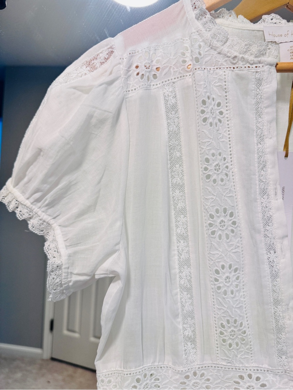 House of Harlow 1960 White Eyelit Embroidered Lace Midi Dress - Picture 7 of 9